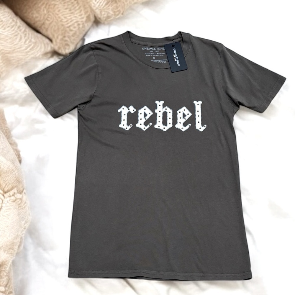 NWT UNSWEETENED (S) NEW YORK Rebel Stud Vintage Oversized Tee Army Brown - Sm